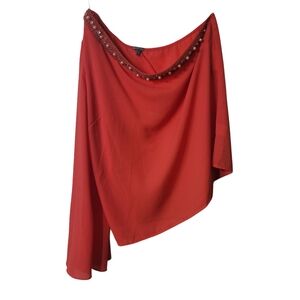 Charlotte Russe Coral Embellished Asymmetrical Off the Shoulder Top Size Large